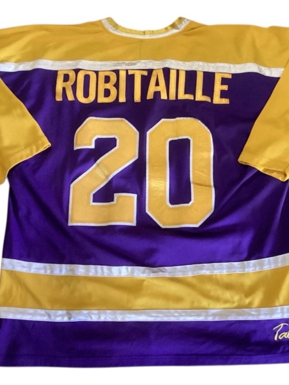Custom 'Robitaille' #20 Purple and Gold Hockey Jersey